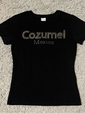 Cozumel Vintage 2000s Mexico Studded Black Women's Tee